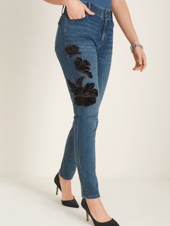 Chico's Denim - NWT Chico’s Velvet Appliqué Jegging Jeans